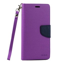 Samsung Galaxy Note 4 Diary Flip Leather Wallet Case w Stand and Strap (Purple Blue)